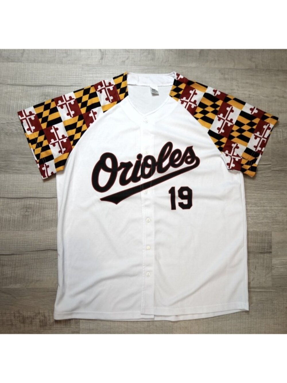 Baltimore Orioles Baseball Jersey #19 Adult XL White 2019 SGA Maryland Flag
